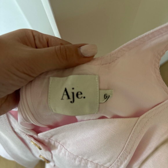 AJE Clay Belted Midi Dress in Pastel Pink, AU 6 / US 2 - Picture 6 of 13